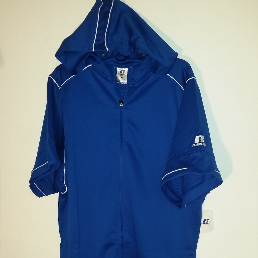 RUSSELL Athletics Dri Power BASKETBALL Warm Up SHORT SLEEVE Hoodie SM ROYAL BLUE